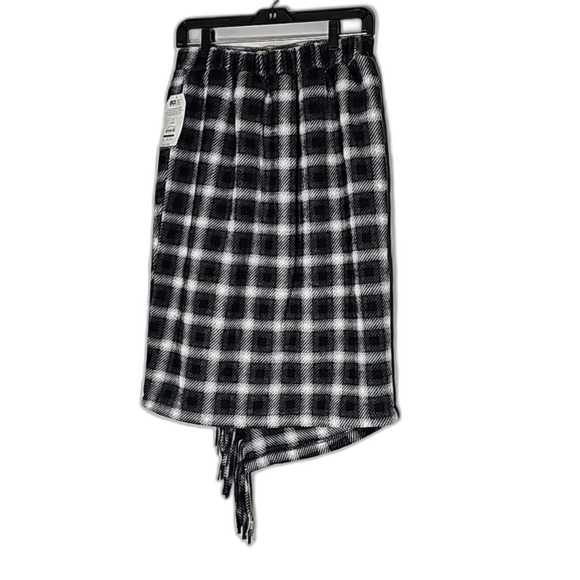 Midi Skirt Plaid Asymmetrical Black White Gray Size Small NWT - Picture 3 of 6
